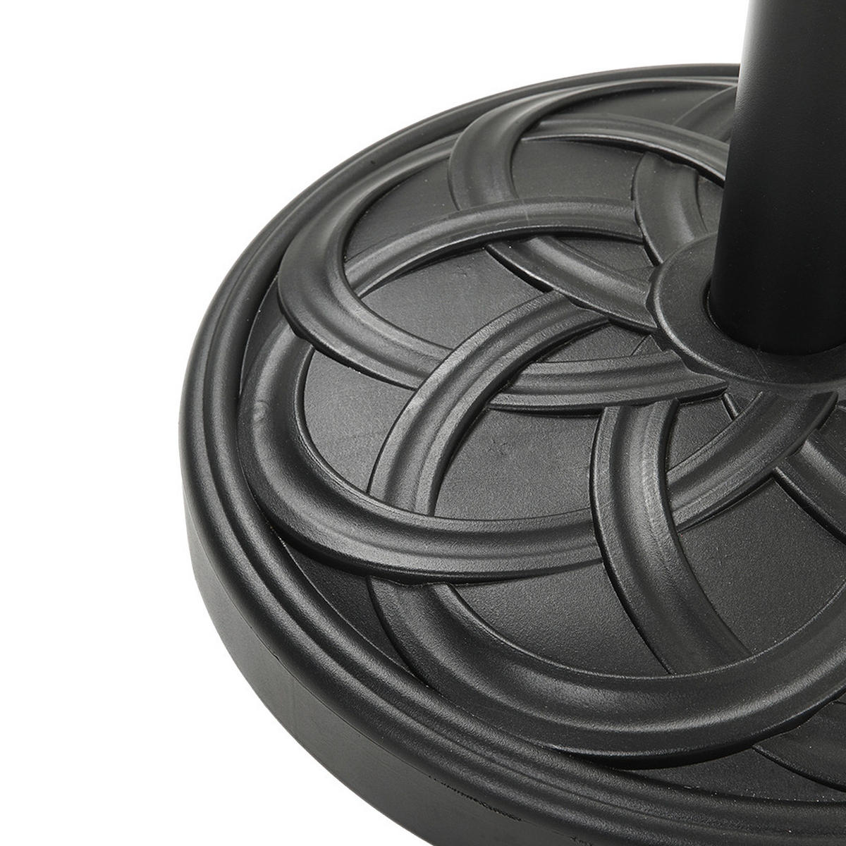 SONNENSCHIRMSTÄNDER Sonnenschirmfuß aus PE + Concrete Stahl in Rattanoptik Schwarz wetterfest und standfest ohne Befüllen Ø45 × 29,5 cm 20 kg - Schwarz, Metall (57/51cm) - Livingandhome