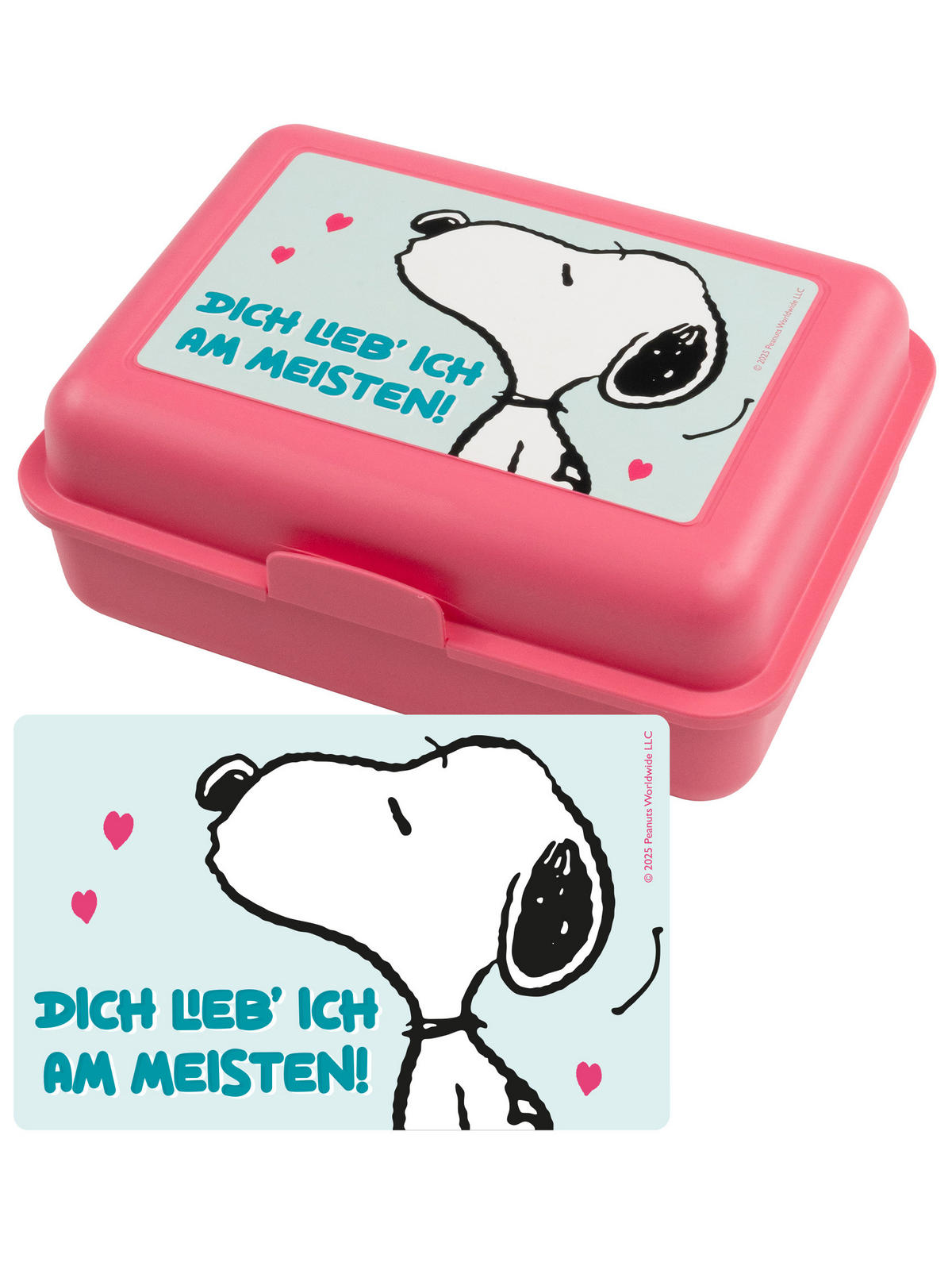 BROTDOSE The Peanuts Snoopy Dich lieb ich am meisten! Rosa 17,5 x 12,8 x 6,9 cm - Rosa, Kunststoff (17.5/6.9/12.8cm) - United Labels