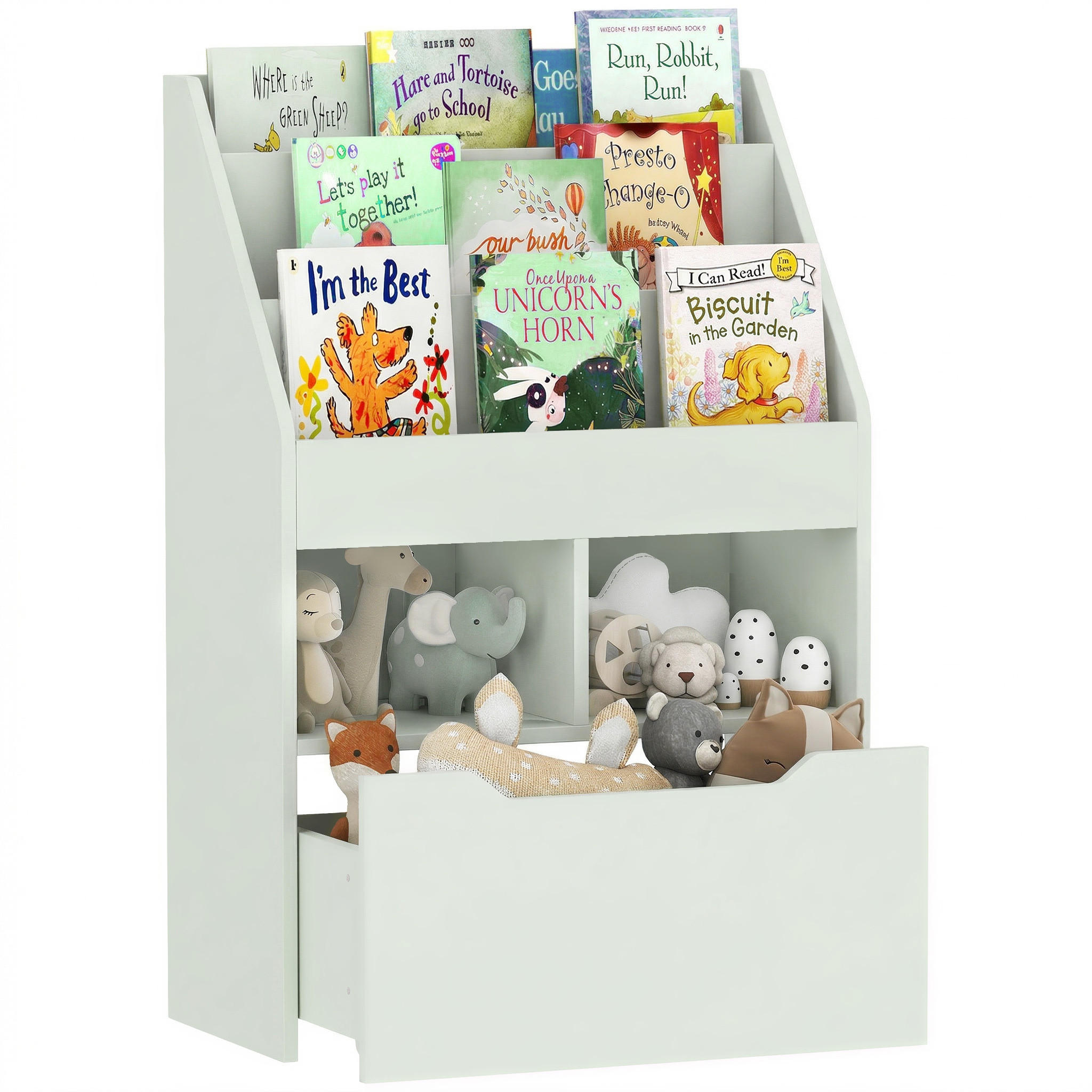 KINDERREGAL DE-17232 3 Ebenen mit Schublade Hellgrün - Grün, Holzwerkstoff (60/90/29.9cm) - ComfortXL