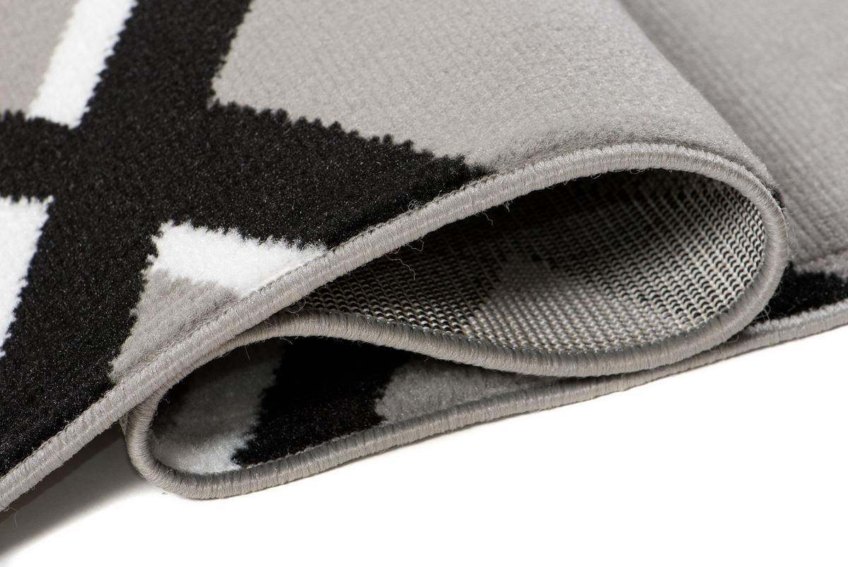TEPPICH LUXURY Grau Karo Rauten 80/150 cm - Grau, Textil (80/150cm) - Tapiso