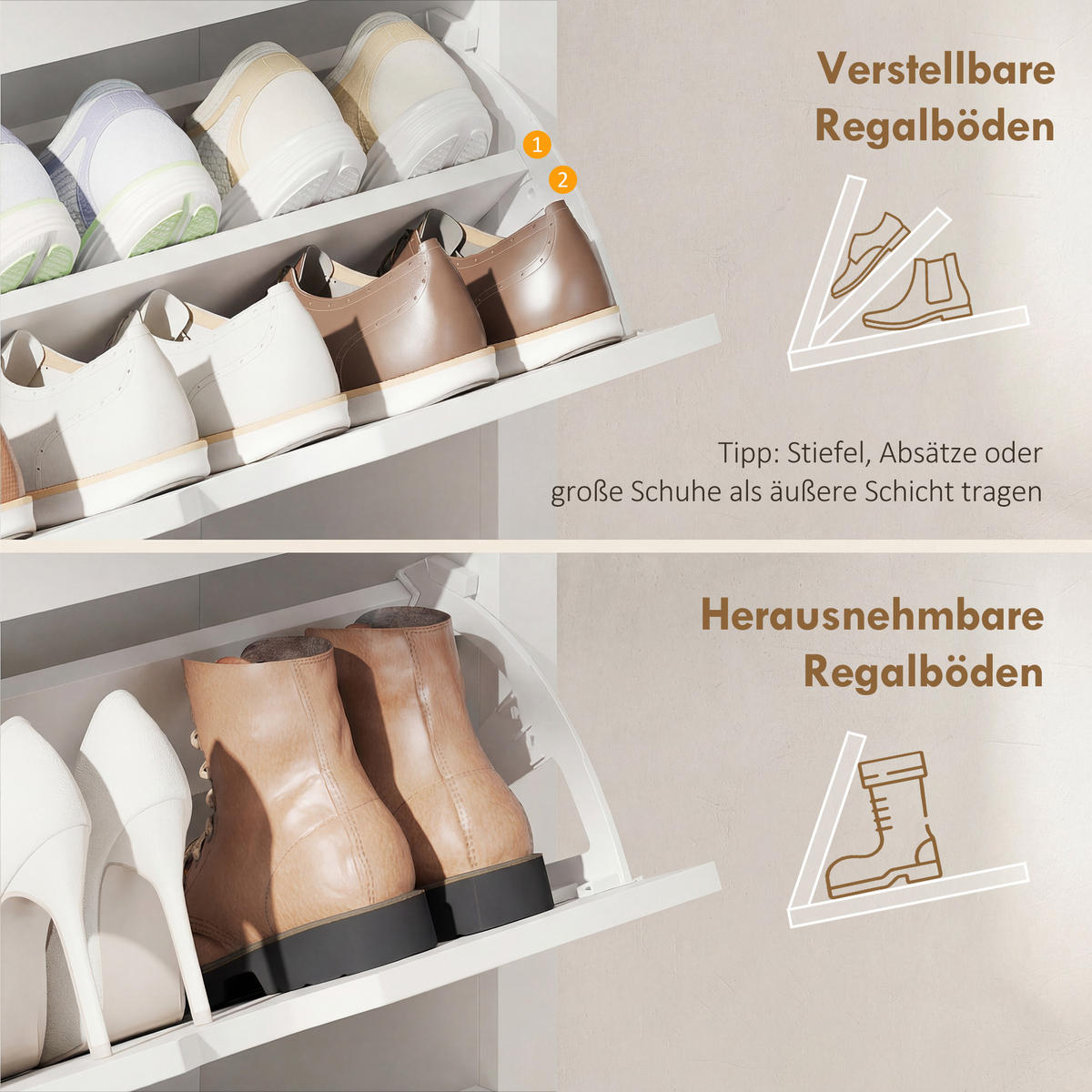 SCHUHSCHRANK Weiß 26.0/72.0/112.0 cm - Weiß, Holzwerkstoff (72/112/26cm)