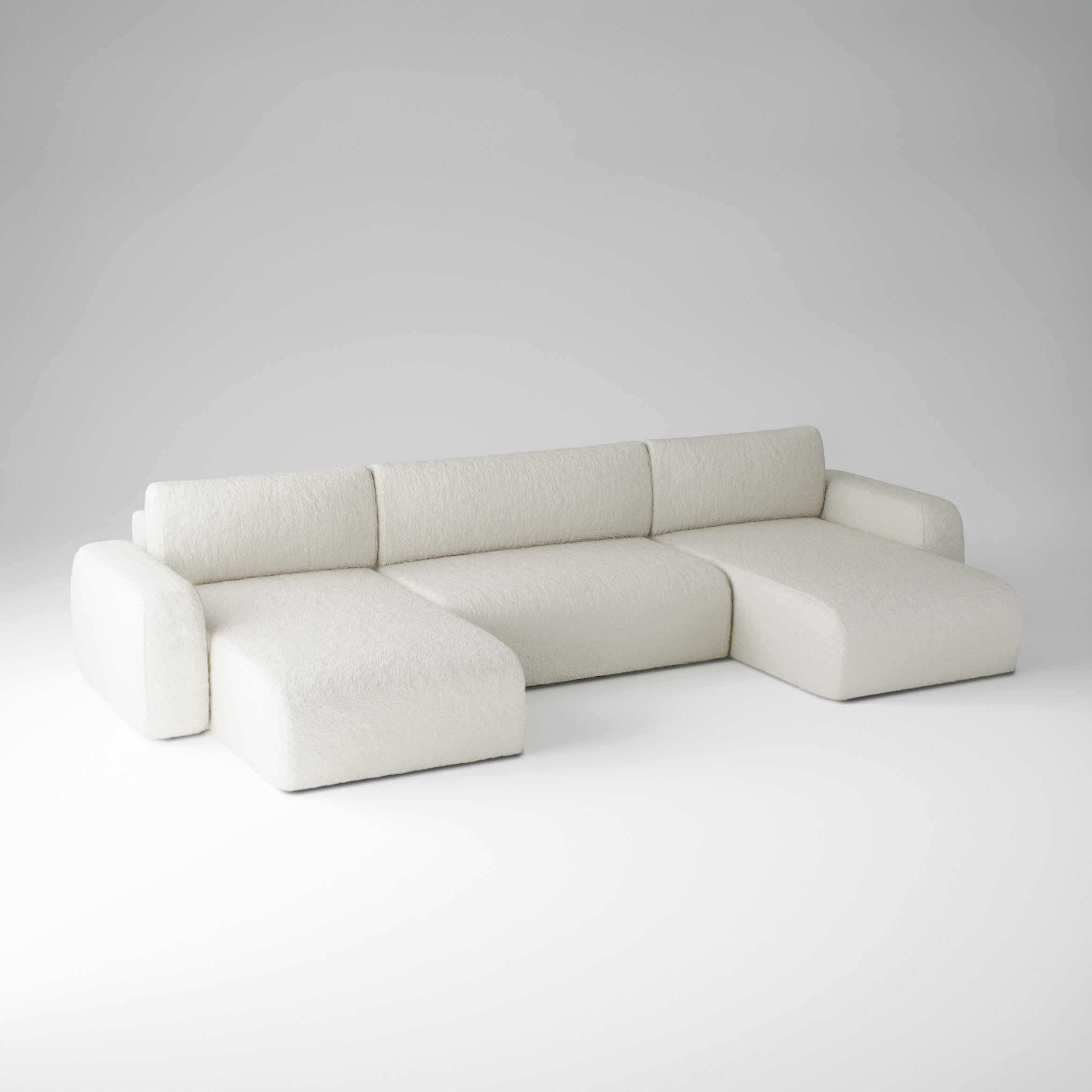 WOHNLANDSCHAFT Eckcouch Creme Varde U - Creme, Textil (185/70/398cm) - Fedve