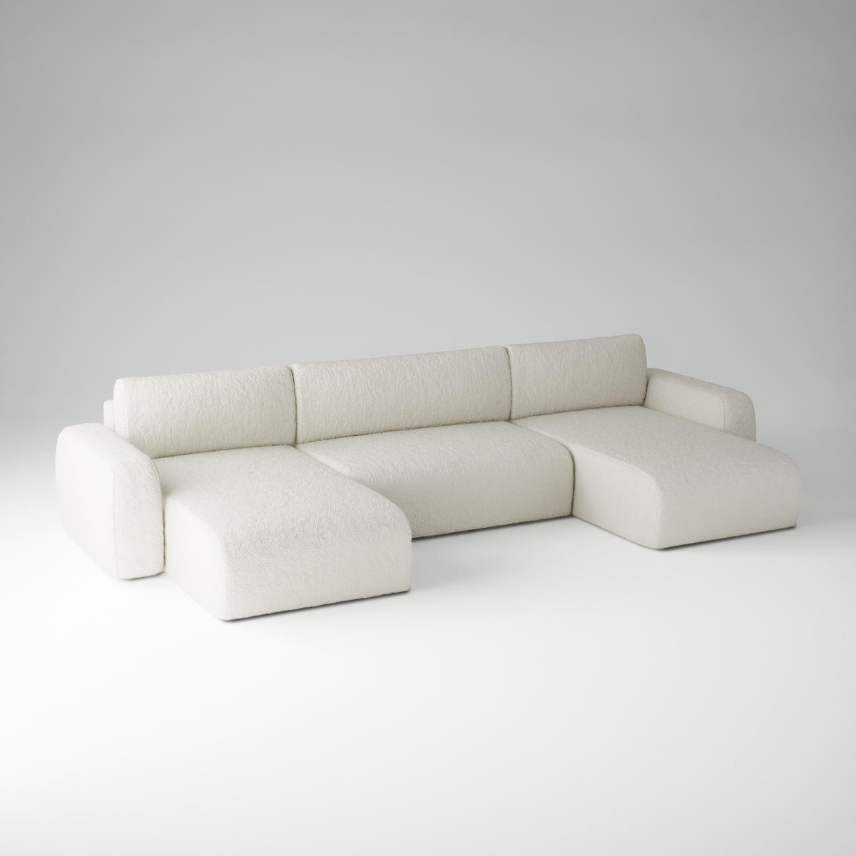 WOHNLANDSCHAFT Eckcouch Creme Varde U - Creme, Textil (185/70/398cm) - Fedve