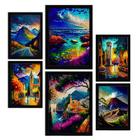 POSTER Set Mit 6 Berge Im Ölgemälde Stil A3 & A4 Rahmenlos - Klar, Papier (29/3cm) - Nacnic