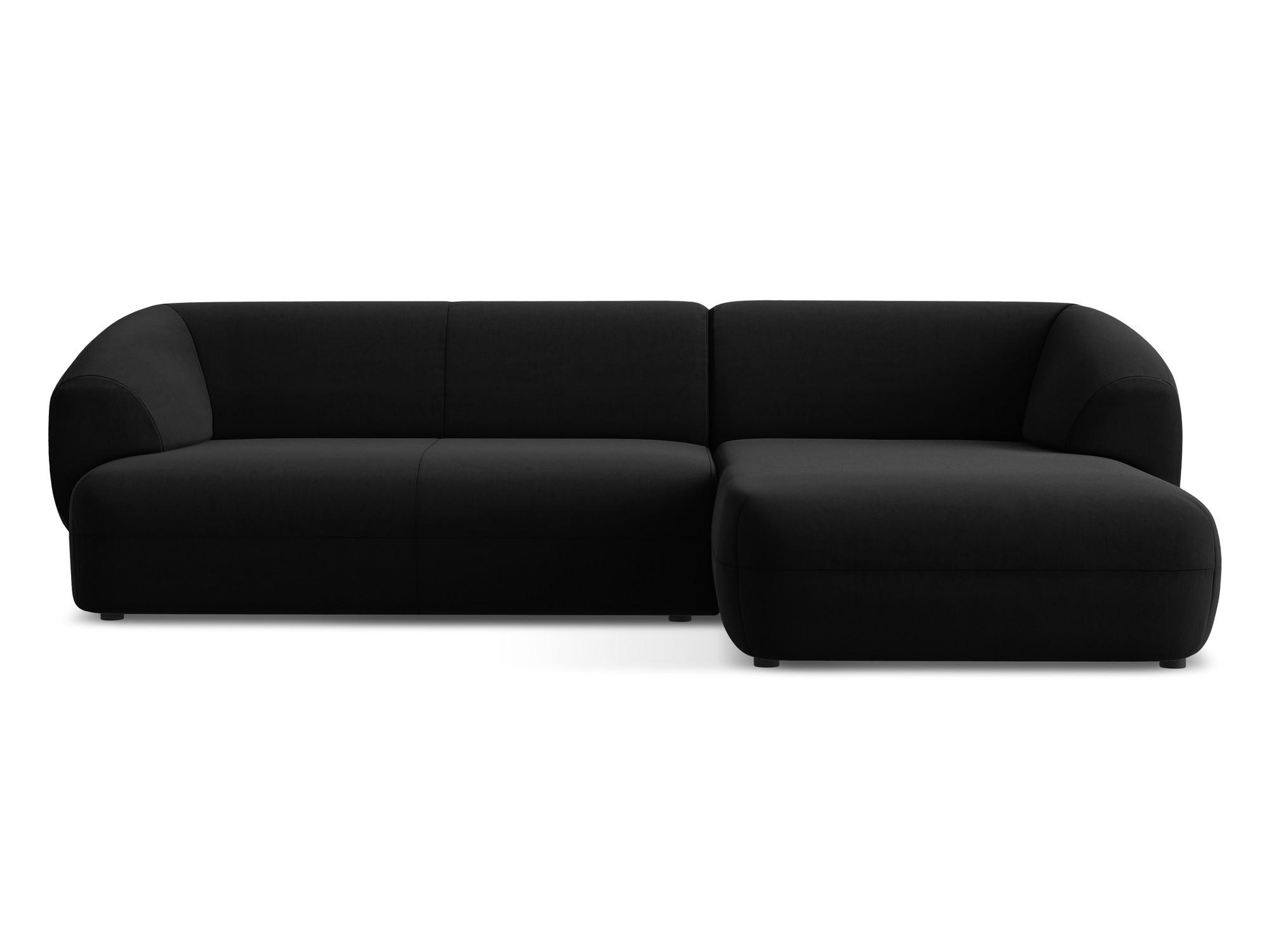 ECKSOFA Rechts Samt Stoff Schwarz - Schwarz, Kunststoff/Textil (280/156cm) - Makamii