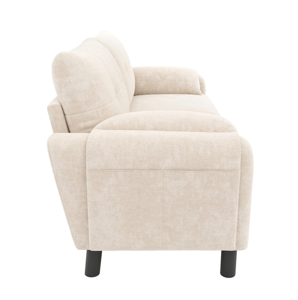 POHOVKA 158/80/88,5 cm béžová z chenille s bočními kapsami a polstrovanými područkami - béžová, textil (80/88.5/158cm) - OKWISH