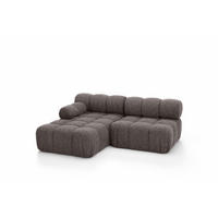 ECKSOFA L-Form Mini II Modular, Bouclé-Stoff Abriamo, Braun, Links, Selia - Braun, Holz (190/160cm) - Kaiser Möbel