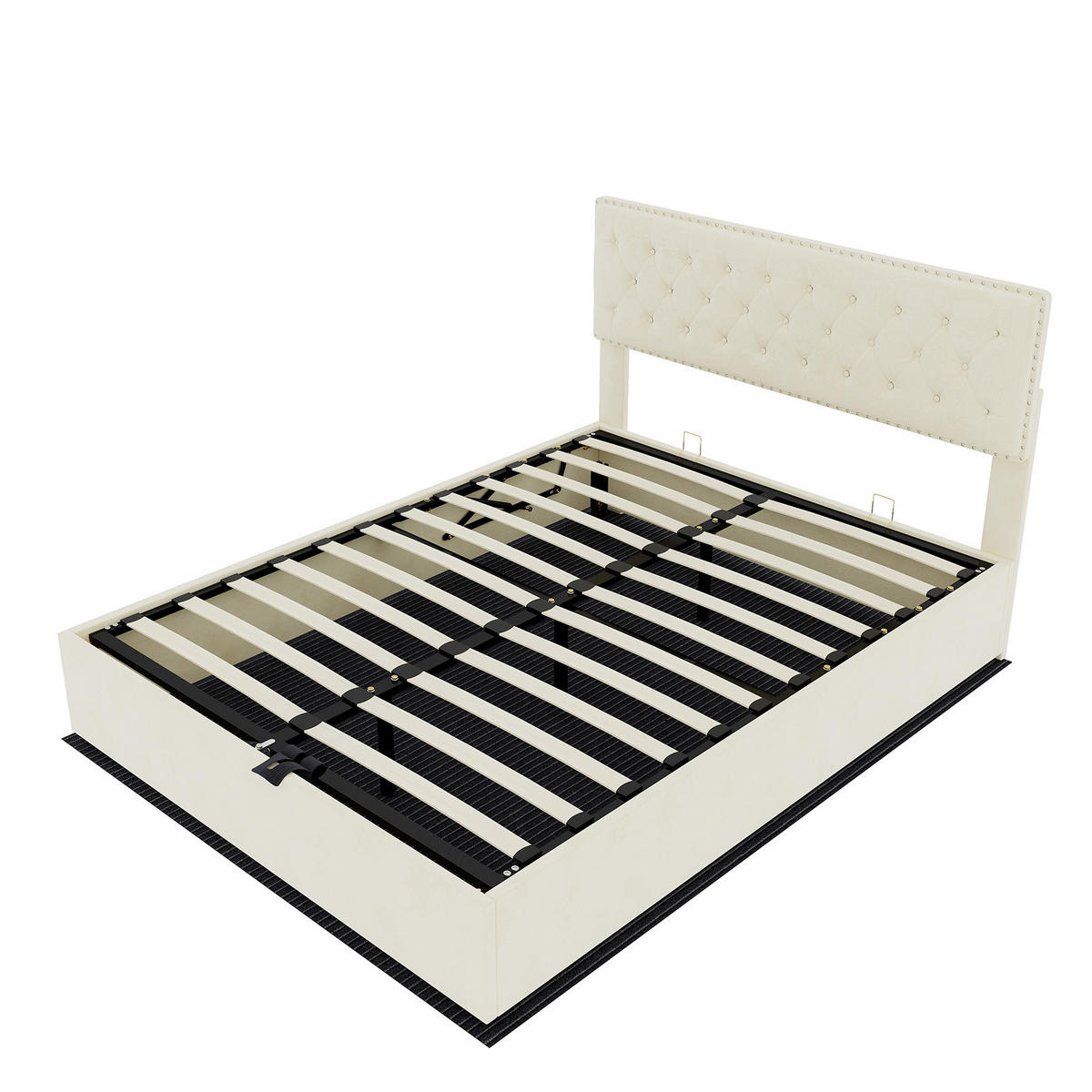 STAURAUMBETT 160/200 cm DE-32967 mit Hydraulik-Stauraum und Matratze Beige - Beige, Metall (160/200cm) - ComfortXL