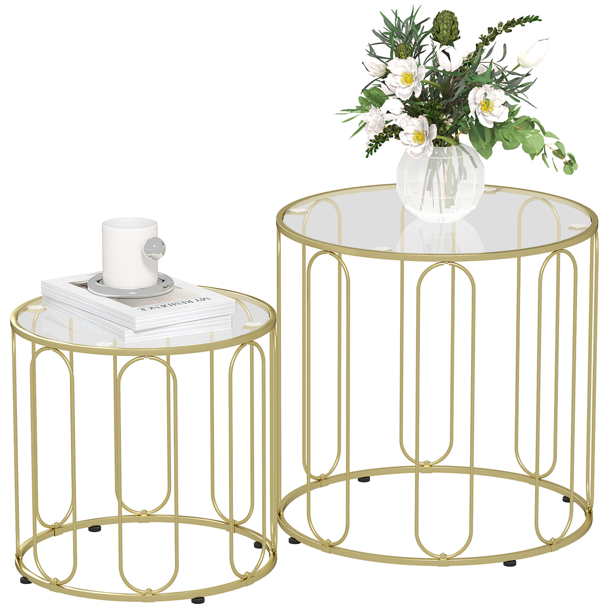 COUCHTISCH 2er-Set DE-08762 ineinander verschiebbar, Ø50/40 cm Gold - Goldfarben, Metall (50/50/50cm) - ComfortXL
