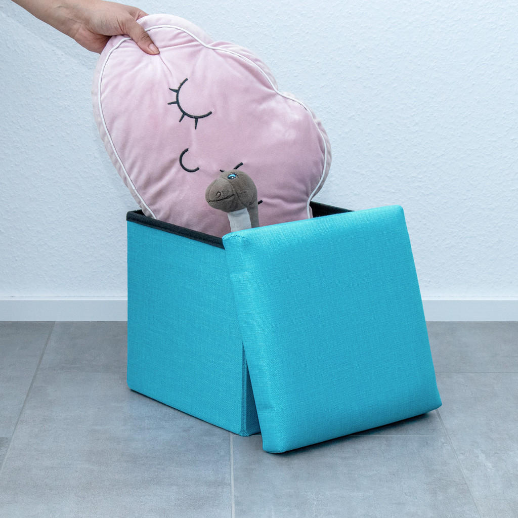 Thumbnail - Intirilife Sitzbox, Hellblau, Textil, 30x30x30 cm, Garderobe, Garderobenbänke