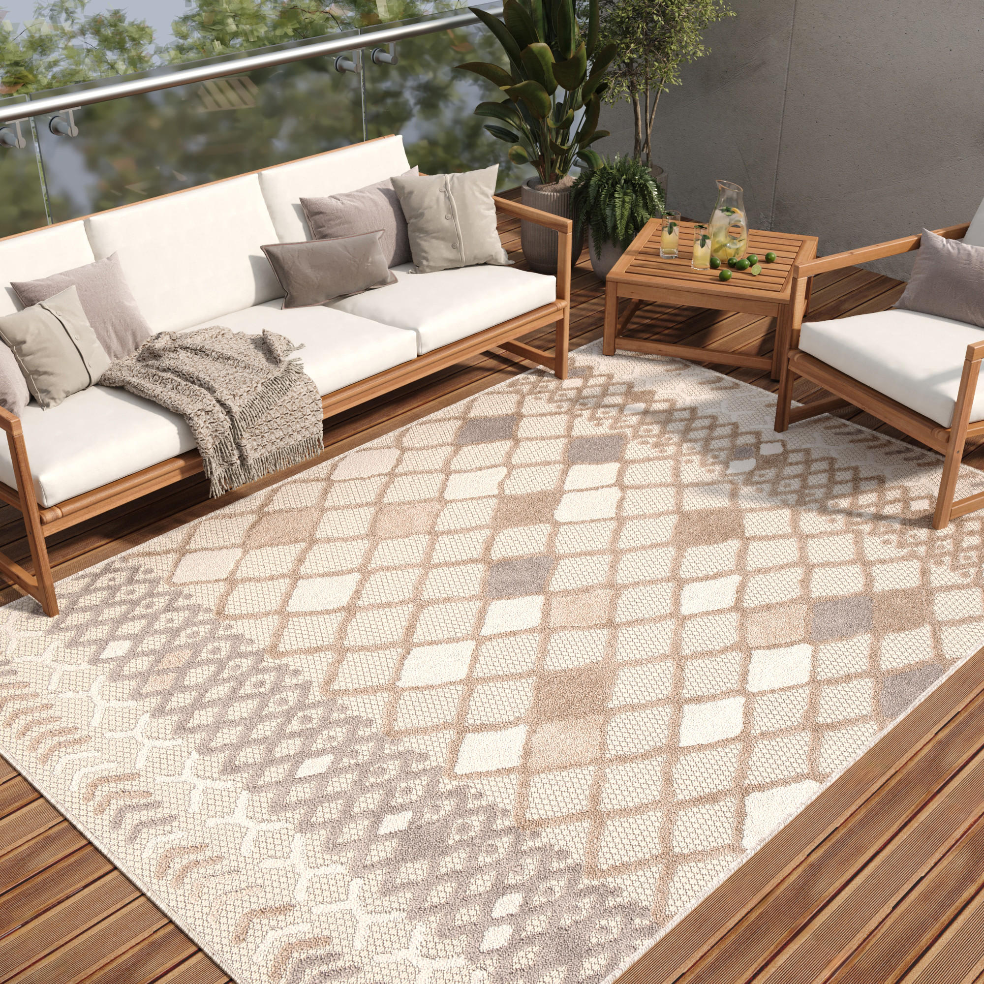 TEPPICH PATIO Creme 160/220 cm - Creme, Kunststoff (160/220cm) - Tapiso
