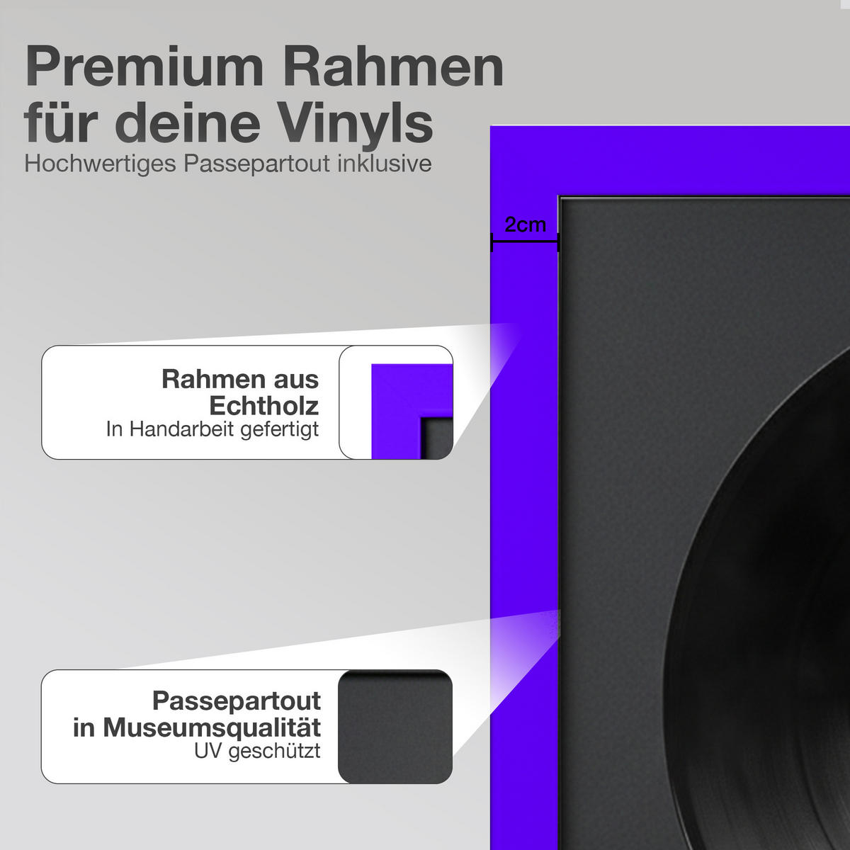 SCHALLPLATTEN BILDERRAHMEN 40/40 2er Set - Lila, Holz (40/40cm) - K-Möbel