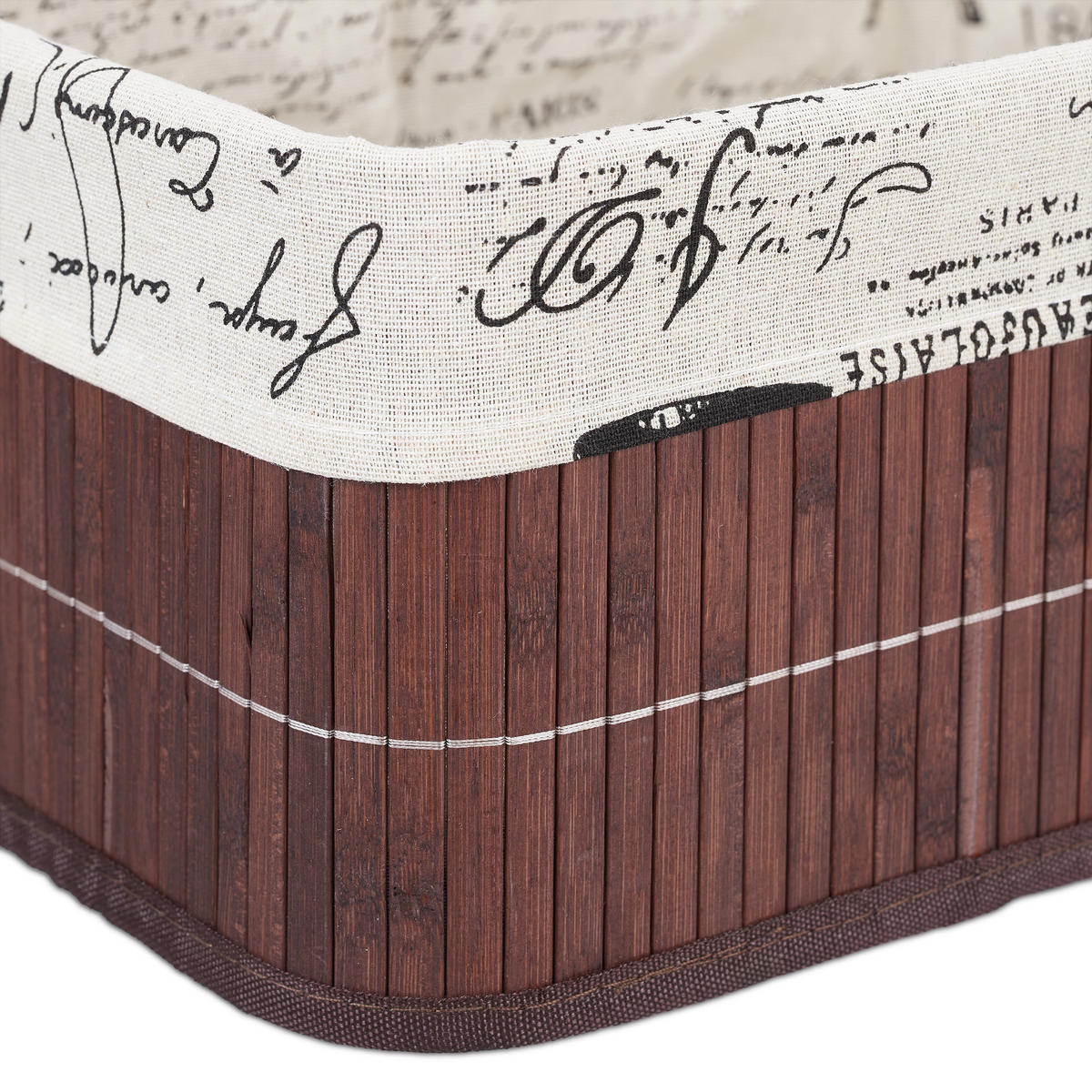 AUFBEWAHRUNGSKORB - Multicolor, Holz/Textil (38/16.5/28.5cm) - Relaxdays