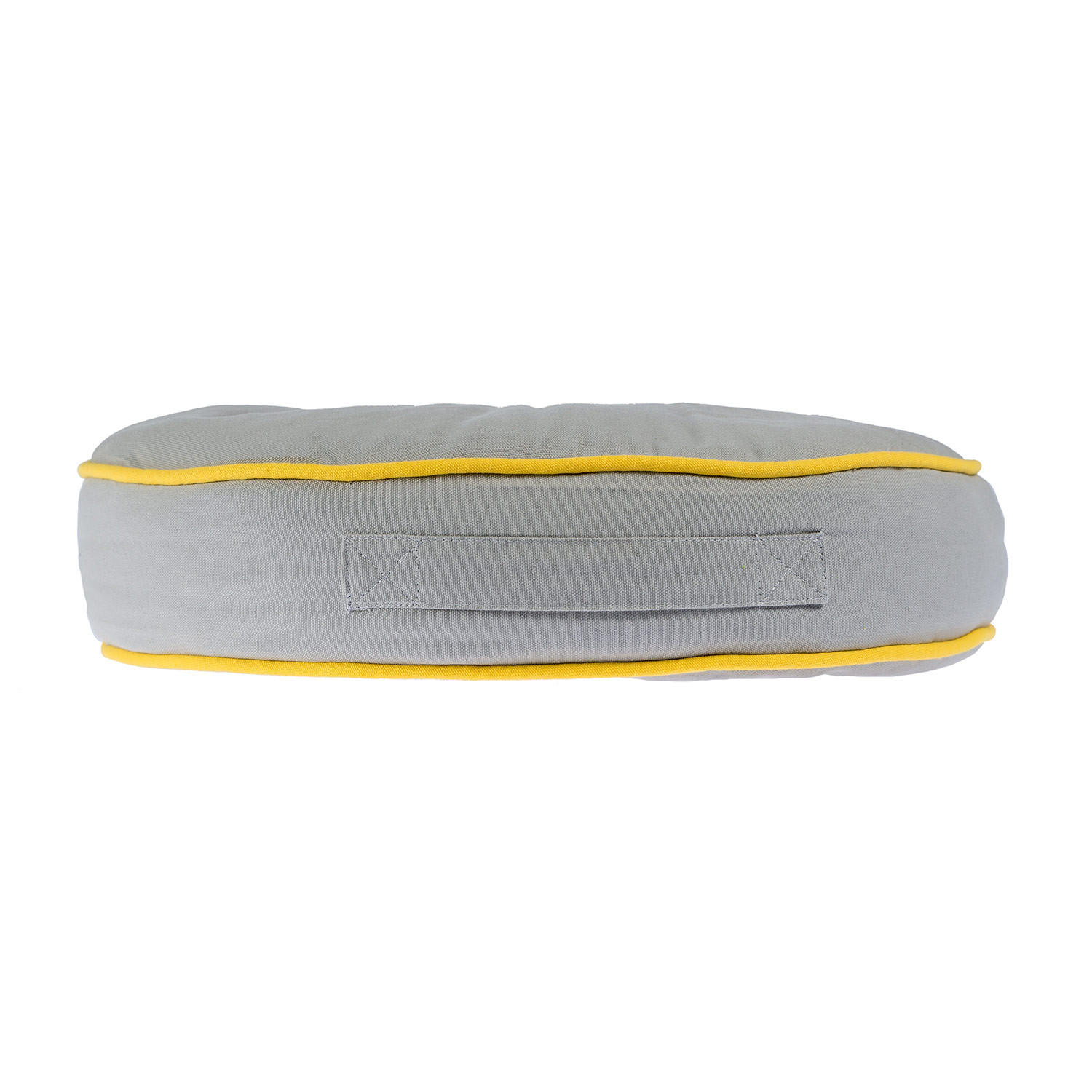 BODENKISSEN rund, grau-gelb, Ø 43/7 cm - Gelb/Grau, Textil (43/43/7cm) - Homescapes