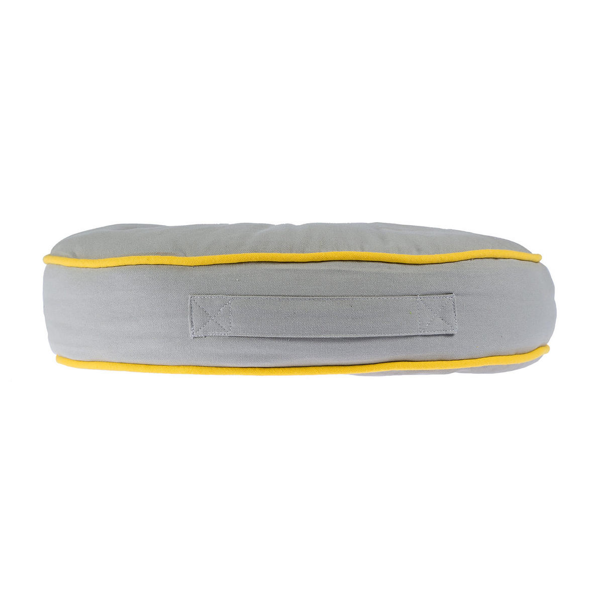 BODENKISSEN rund, grau-gelb, Ø 43/7 cm - Gelb/Grau, Textil (43/43/7cm) - Homescapes