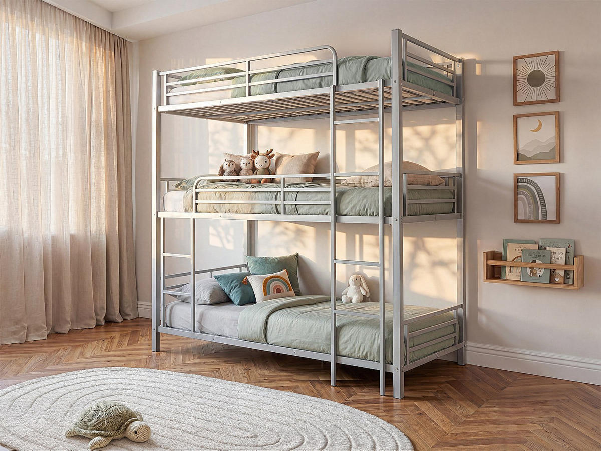ETAGENBETT - 3 Personen - Metall - Silberfarben - - Silberfarben, Metall (90/190cm) - Vente-Unique