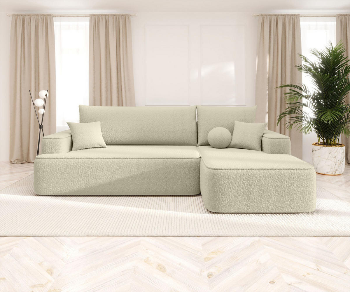 ECKSOFA mit Schlaffunktion FIGO Quelle 02 Rechts - Ecru, Textil (250/150cm) - Bedante