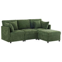 SOFA aus Chenille 216x161x81 cm mit modularem Hocker, grün - Grün, Textil (161/216cm) - Luhomfu