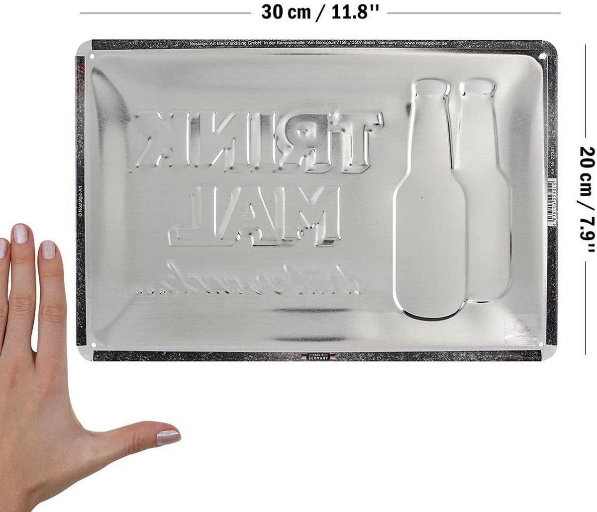 BLECHSCHILD 20/30 cm Open Bar Trink mal drüber nach - Multicolor, Metall (30/20/0.2cm) - Nostalgic-Art