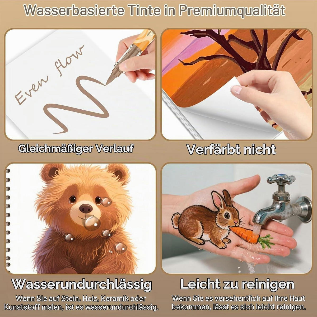 ACRYLSTIFTE Set 12 braune Töne Pinselspitze - Braun, Kunststoff (1.3/1.3/13.7cm)