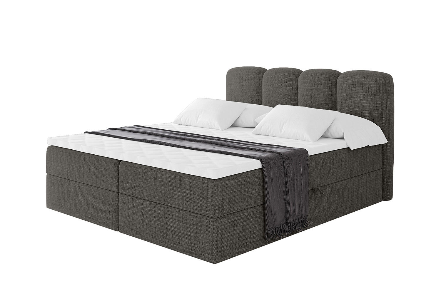 BOXBETT mit Matratze H3 und Lattenrost - NINA - 160x200 cm Aragon - Grau - Grau, Holzwerkstoff (160/200cm) - ALTDECOR