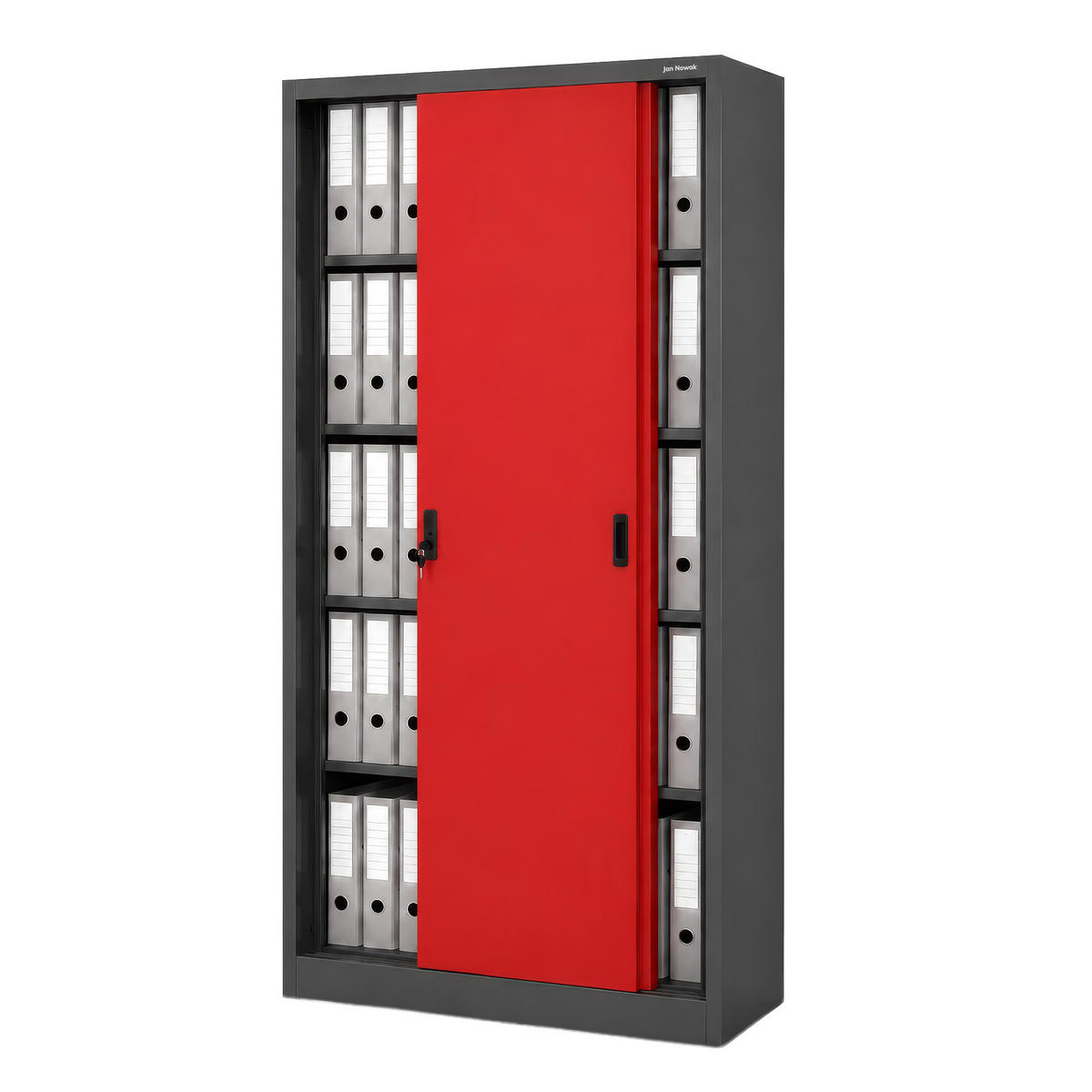 SCHIEBETÜRENSCHRANK KUBA 185x90x40 cm - Anthrazit/Rot, Metall (90/185/40cm) - Jan Nowak
