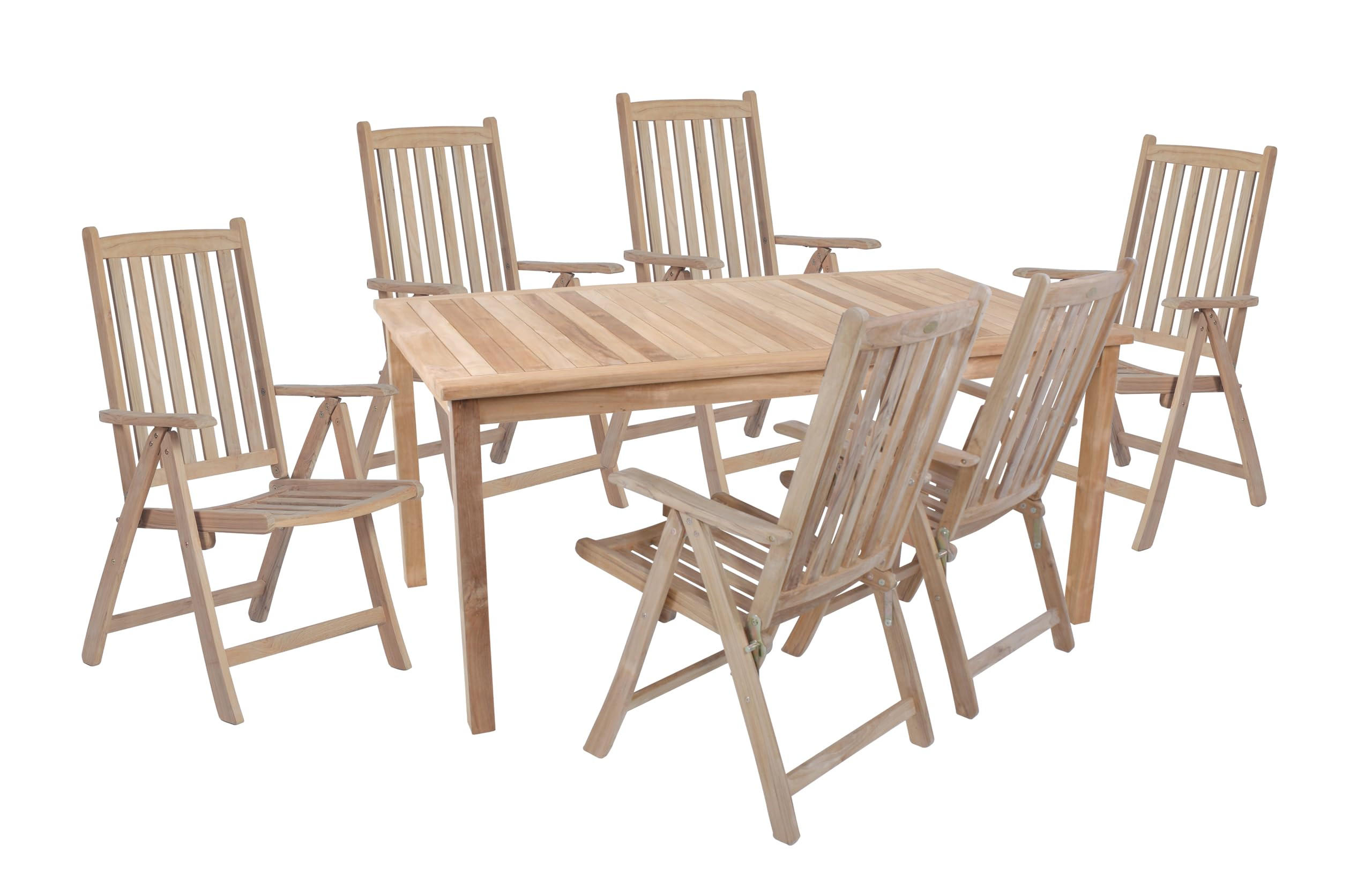 GARTEN-SITZGRUPPE Maike 7-teilig Gartenmöbel-Set - Teakfarben, Holz - DELUKE