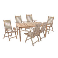 GARTEN-SITZGRUPPE Maike 7-teilig Gartenmöbel-Set - Teakfarben, Holz - DELUKE