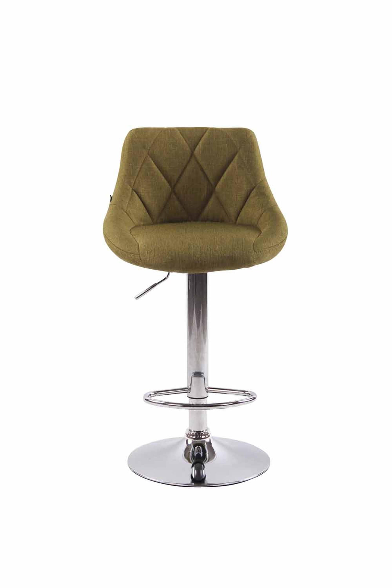 BARHOCKER Lazius, 2er Set, Gestell Metall in Chromoptik, Stoff Grün - Chromfarben/Grün, Textil/Metall (46/100/49cm) - TPFLiving