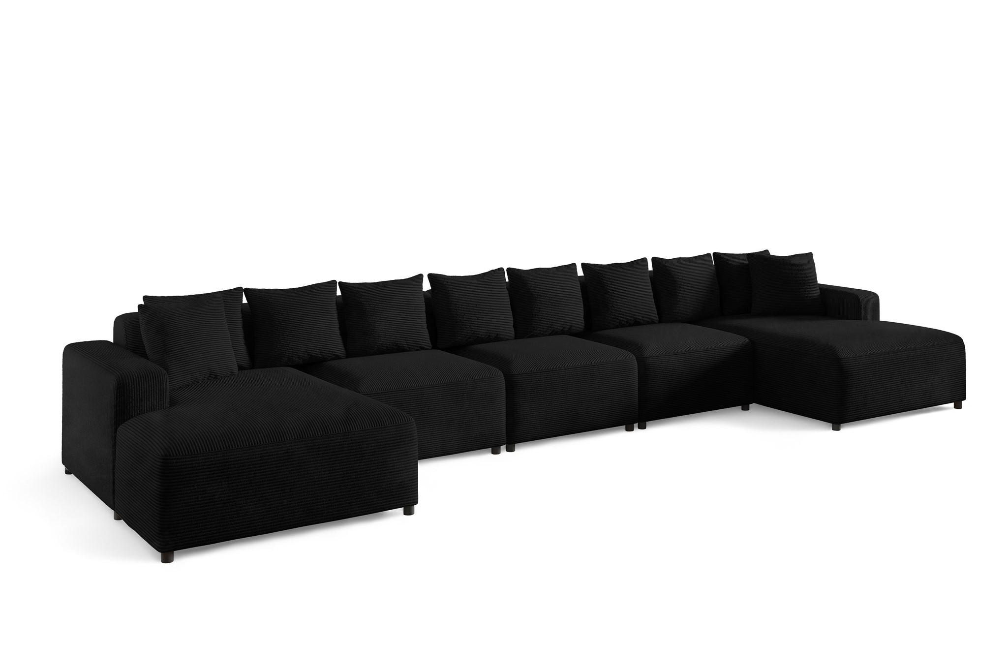 WOHNLANDSCHAFT Megan Xl In Poso - Schwarz, Holzwerkstoff/Textil (517/75/165cm) - Fun Möbel