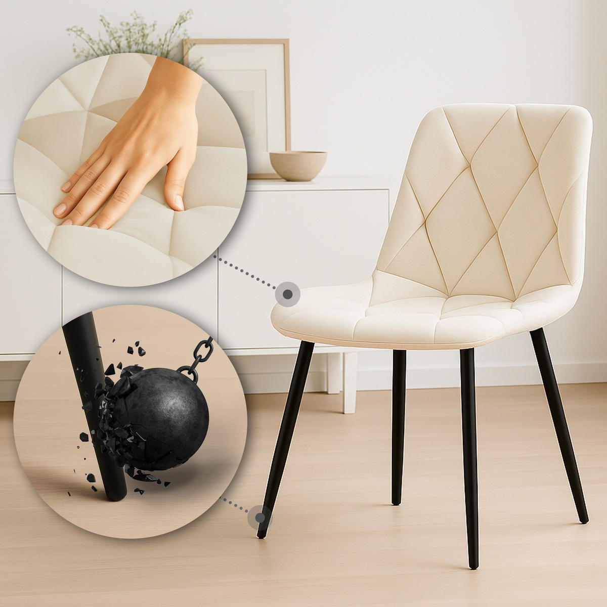 ESSZIMMERSTUHL Clairton 85x45x55 cm creme - Creme, Textil (45/85/55cm) - furnicato