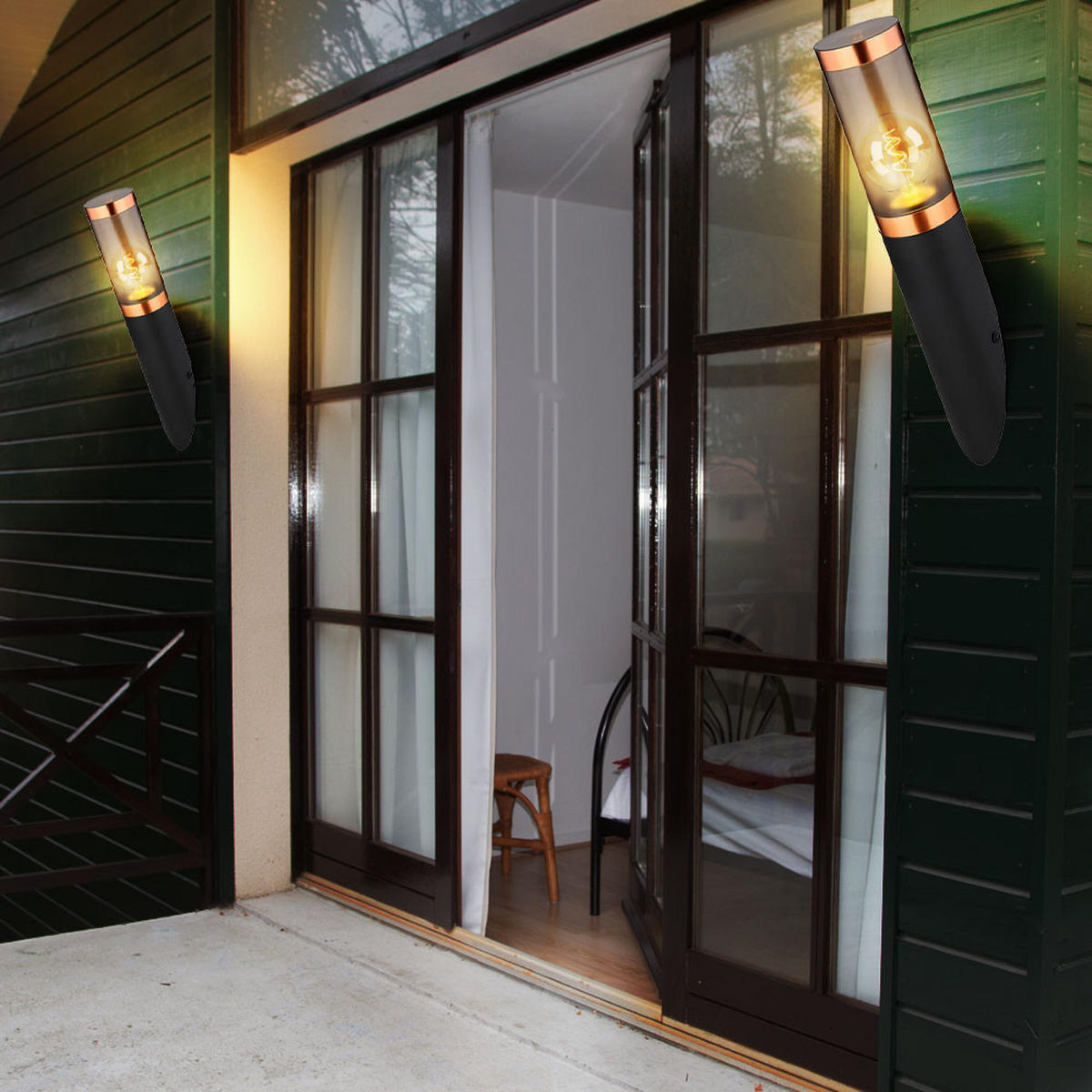 LED AUSSEN-WANDLEUCHTE Boston Schwarz Edelstahl - Schwarz, Metall (7.6/41/7.6cm) - Globo Lighting