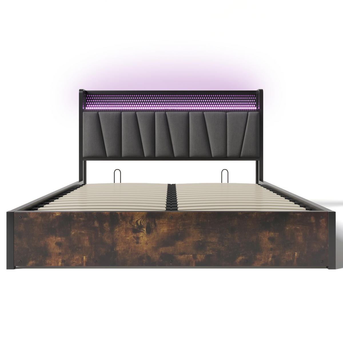 POLSTERBETT 160/200 cm grau mit LED und USB-Anschlüssen - Grau, Textil (160/200cm) - OKWISH