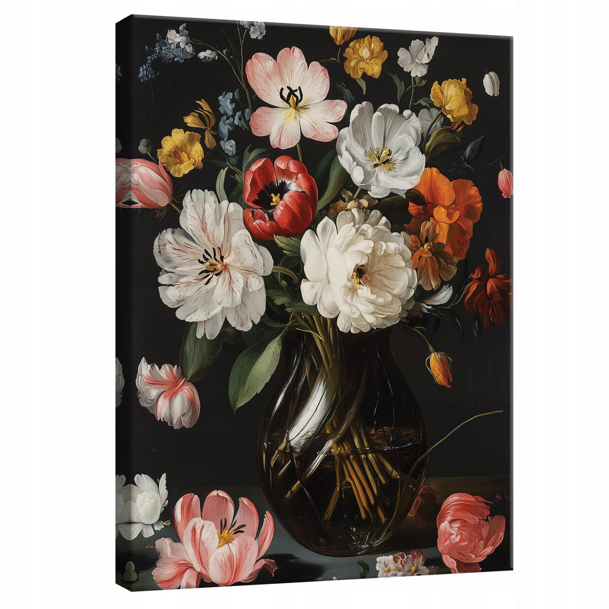 LEINWANDBILD Blumen Schwarz Schlafzimmer Modern 120x80 - Multicolor, Holzwerkstoff (80/120cm) - Wallarena