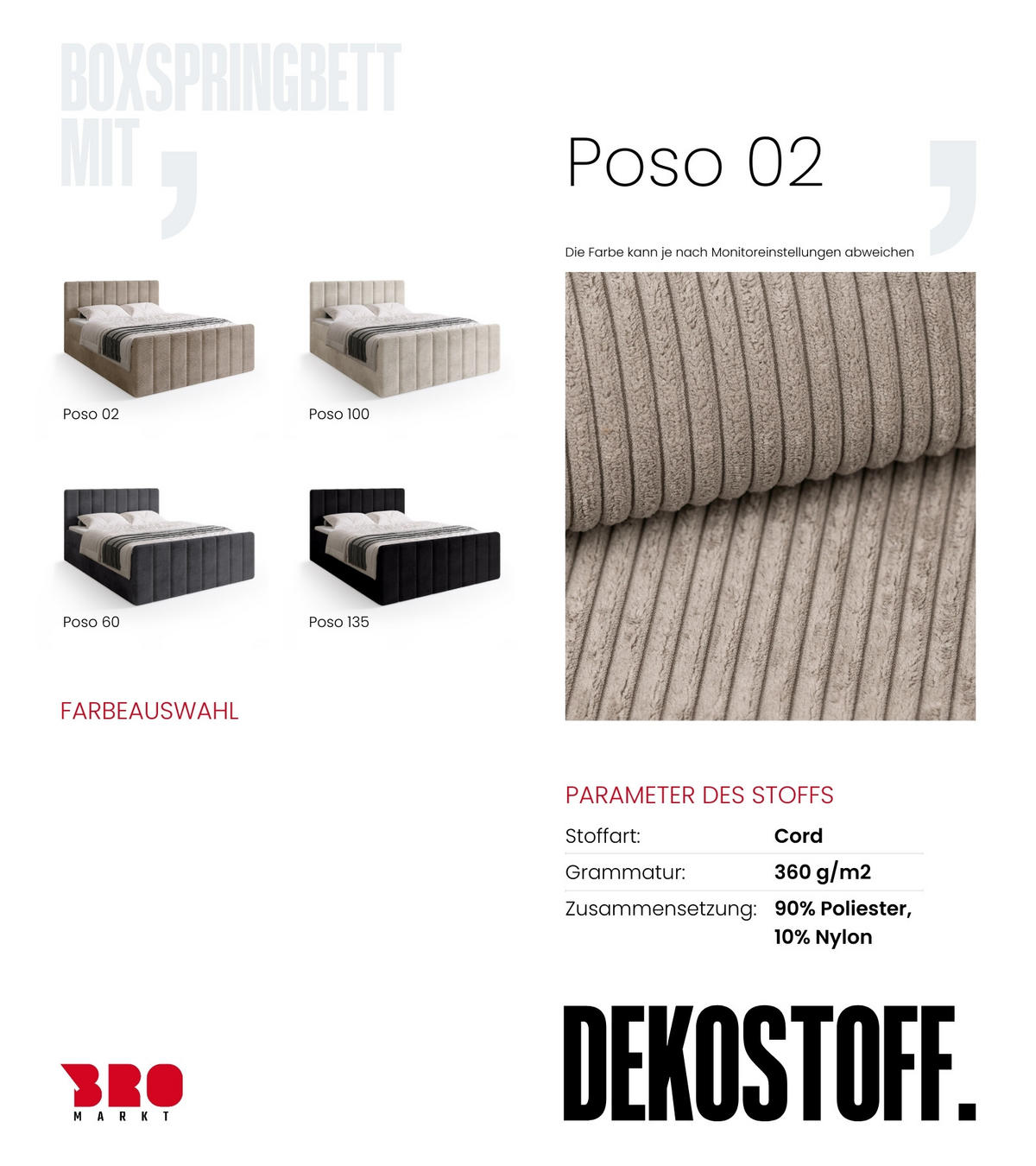 BOXSPRINGBETT Denver DUO mit Topper 140x200 Beige - Sahara, Textil (140/200cm) - Bromarkt
