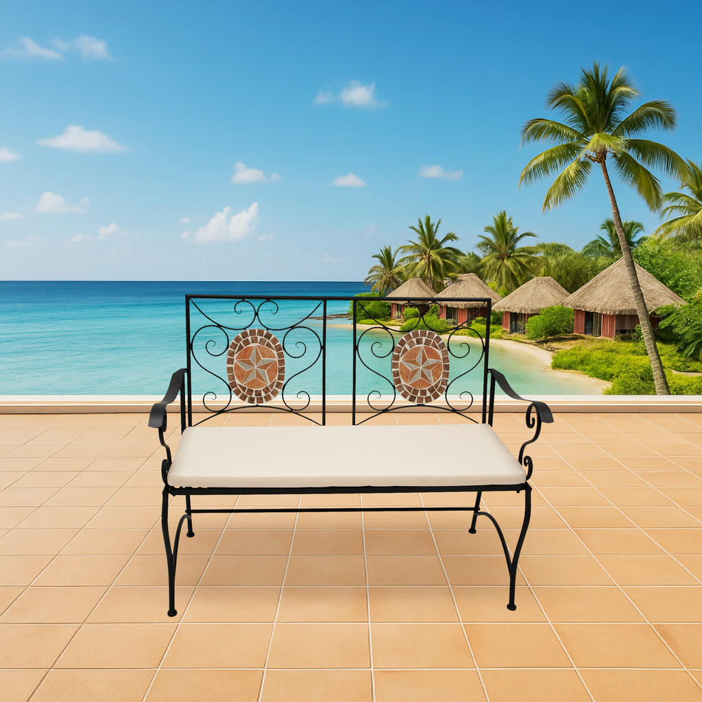 Thumbnail - TPFGarden Gartenbank, Schwarz, Metall, 116x90x56 cm, Gartenmöbel, Gartenbänke