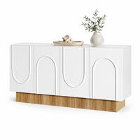 KUCHYŇSKÁ SKŘÍŇ bílá, 4 dvířka, velký úložný prostor, design ve tvaru U, do obýváku a jídelny, 160×38×75 cm - bílá/přírodní, kov/kompozitní dřevo (160/38/75cm) - STILVORA