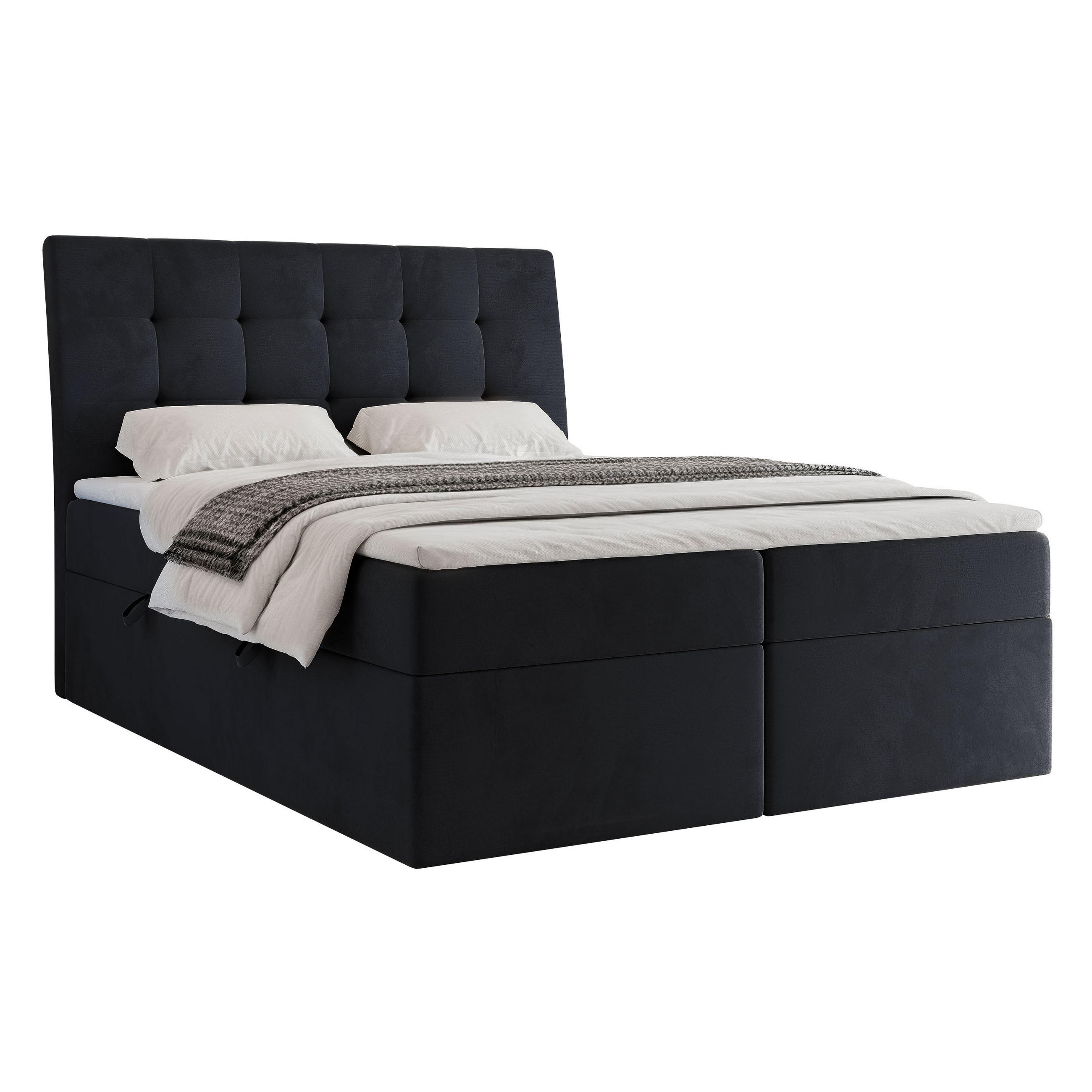BOXBETT 180x200 cm mit Topper - Schwarz, Textil (180/200cm) - Idohome