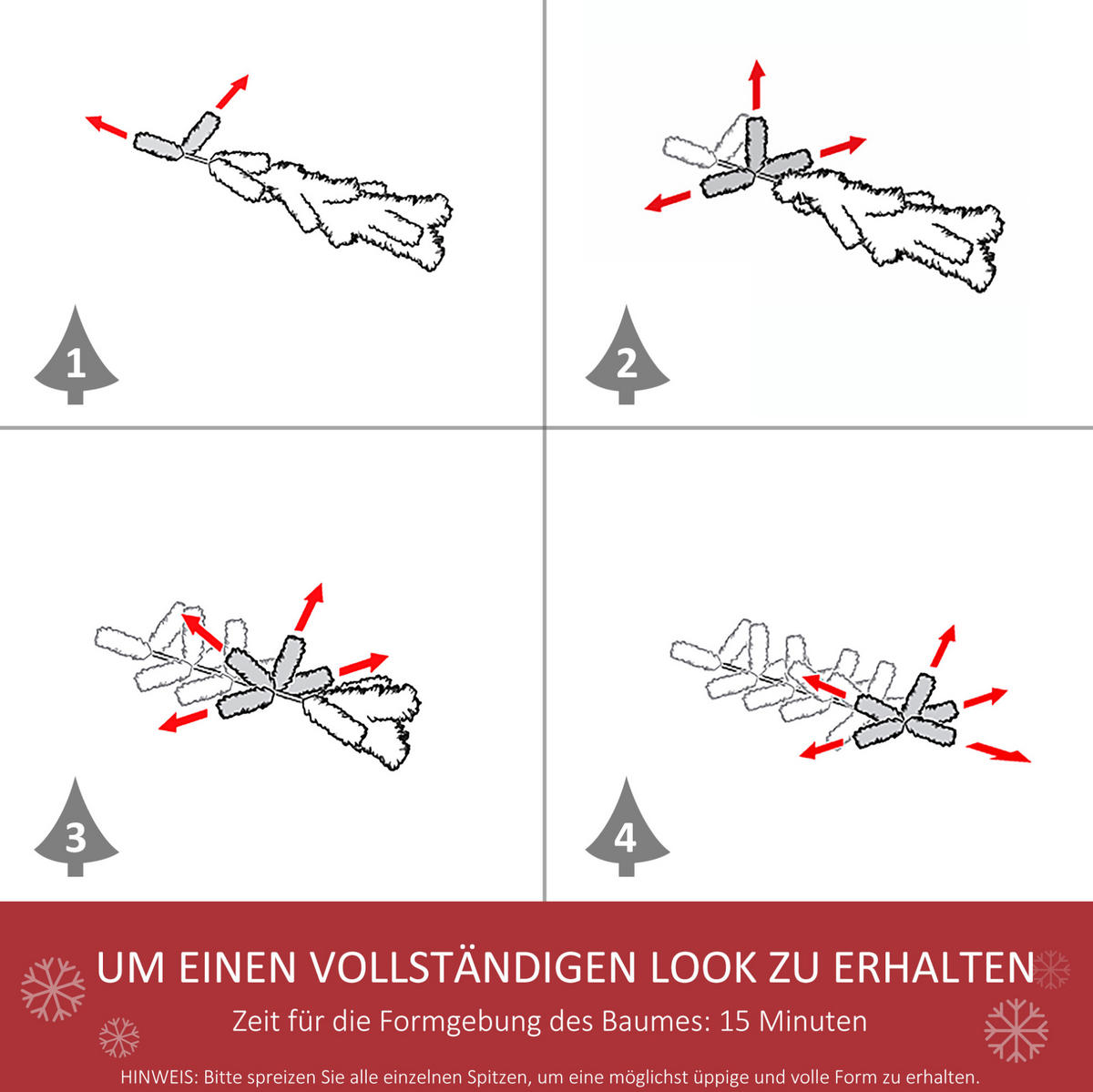 WEIHNACHTSBÄUME 55/55/180 cm weiß aus Kunststoff mit Ständer - Weiß, Kunststoff (180cm) - OKWISH
