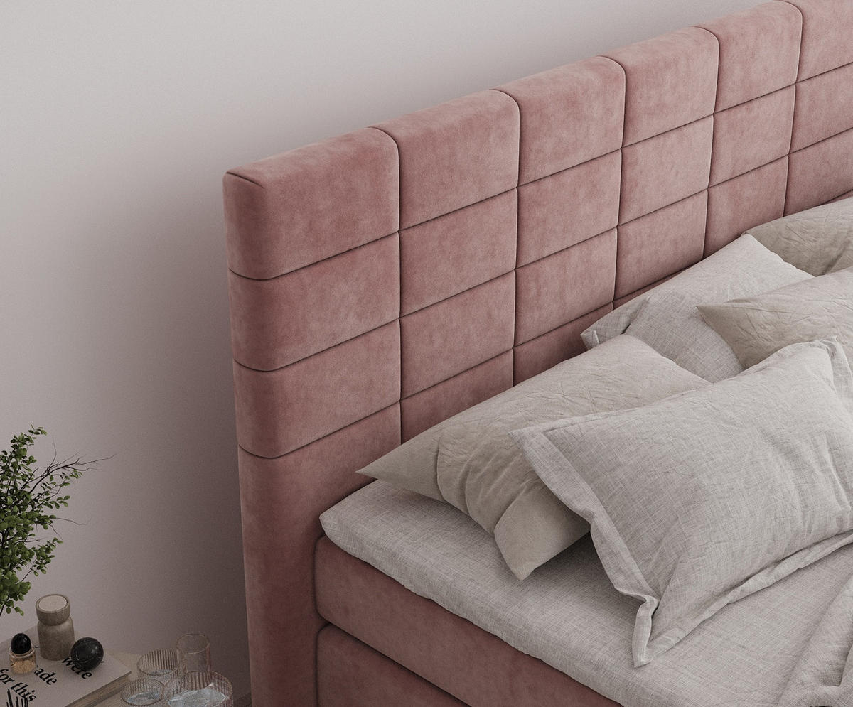 BOXSPRINGBETT Ava Rosa 200/200 cm - Schwarz/Rosa, Holz/Holzwerkstoff (200/200cm) - Maison de Reve