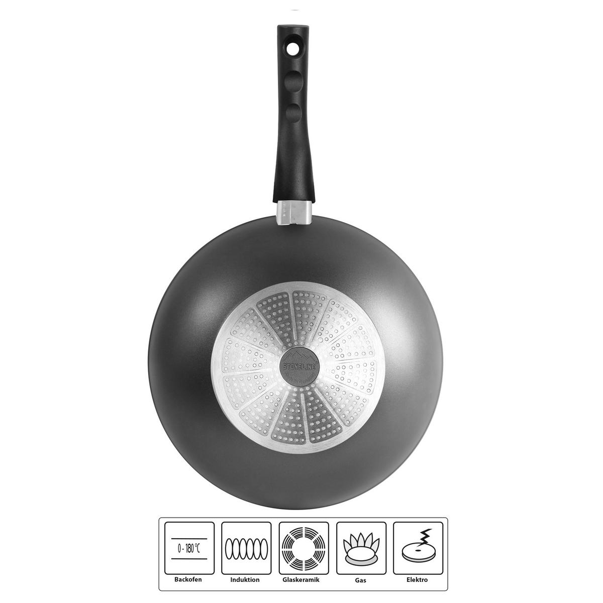 WOK - Schwarz/Grau, Metall (30cm) - Stoneline