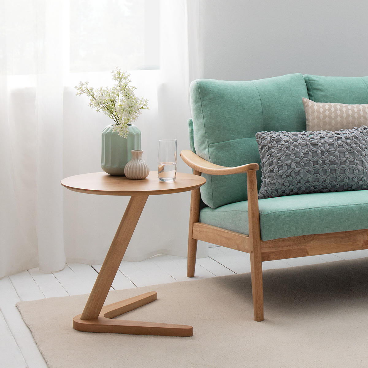 BEISTELLTISCH - Gummibaum teilmassiv - Eichefarben, Holzwerkstoff (50/50/50cm) - home24