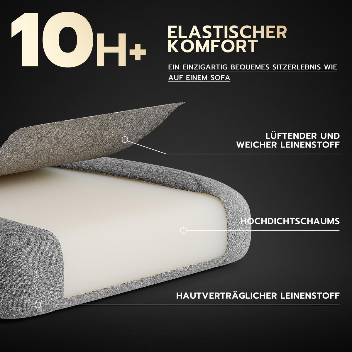 GAMINGSTUHL Bürostuhl mit Massage Stoff Kopfstütze Fußstütze Hellgrau - Hellgrau, Textil (63/120.5/58.5cm)