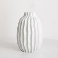 VASE 20 x 8 x 4 cm Keramik - Weiß, Keramik (20cm) - LIBRATON