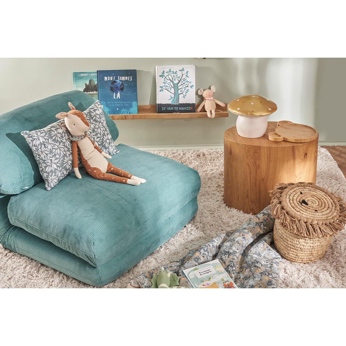 COUCHTISCH Oval Helles Holz 2er-Set WOODY - Hellbraun, Holz (48/33/40cm) - Miliboo