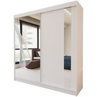 SCHWEBETÜRENSCHRANK Gaja 200/216/61 weiß mit Spiegel und Schubladeneinsätze - Weiß, Holzwerkstoff (200/216/61cm) - Beautysofa
