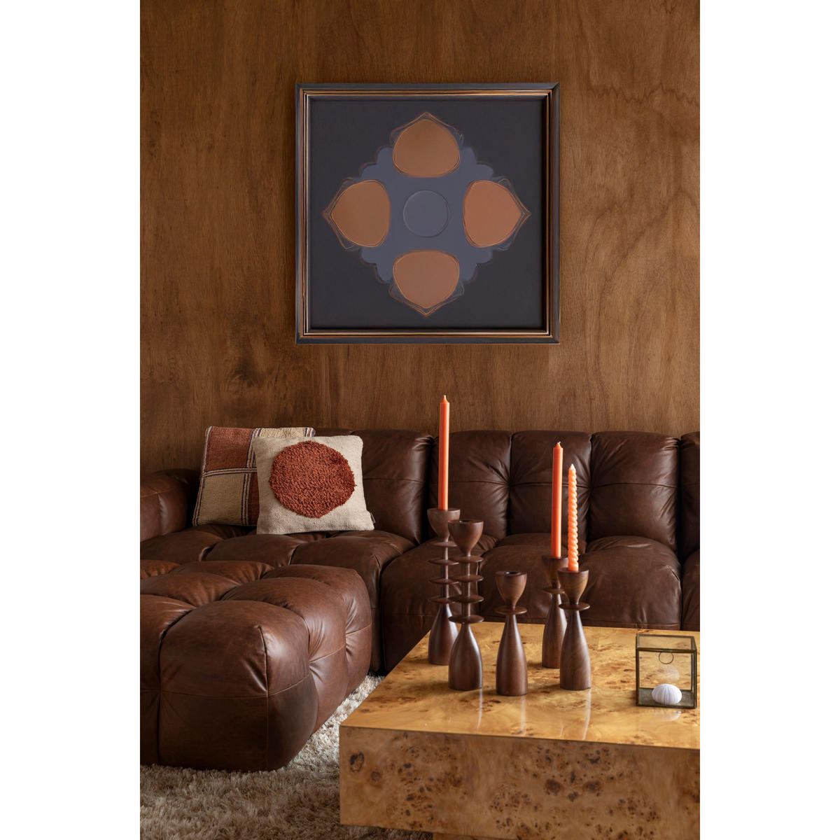 SITZHOCKER Hackman Leder Chokolade/ Braun - Braun/Dunkelblau, Leder (100/45/100cm) - Dutchbone
