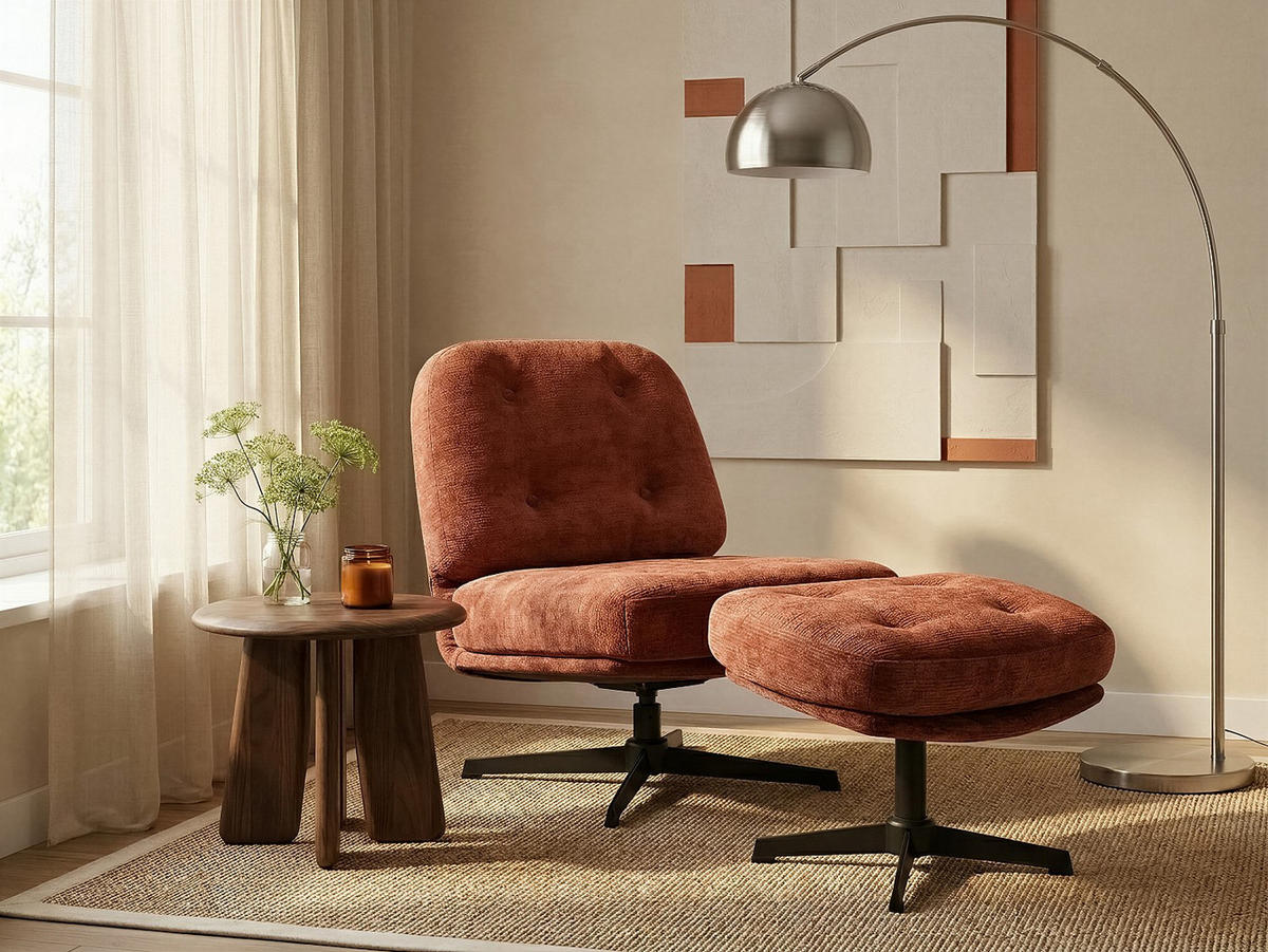 SESSEL mit gerader Rückenlehne - 1 Person - stoff - terracotta Tolozi - Terracotta, Textil (64/75.5/81cm) - Vente-Unique