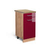KÜCHENUNTERSCHRANK R-Line Bordeaux Hochglanz 40 cm, AP Eiche - Bordeaux/Eiche Wotan, Holzwerkstoff (40/81.6/60cm) - Vicco