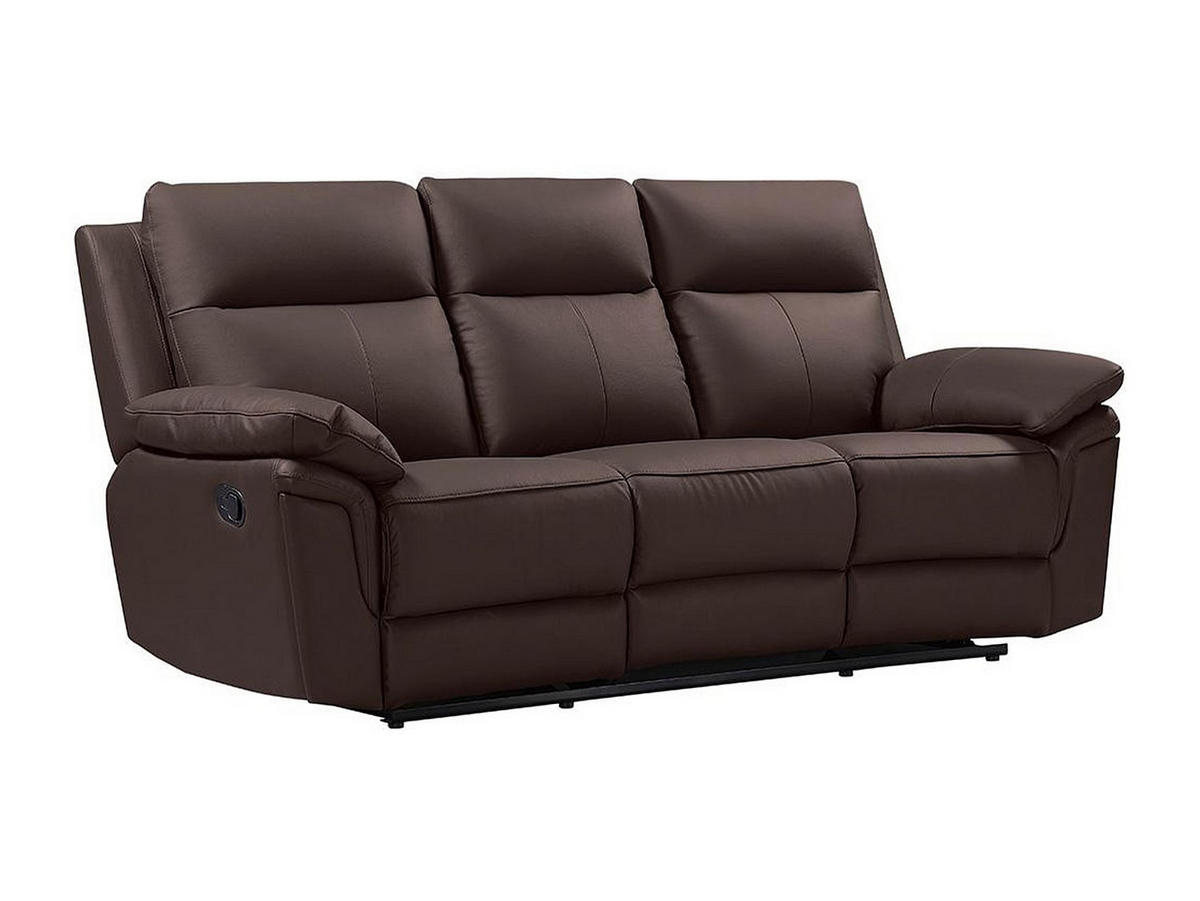SOFAGARNITUR mit Relaxfunktion - -Sitzer - Leder - Schokoladenbraun - - Braun, Leder (208/102/92cm) - Vente-Unique